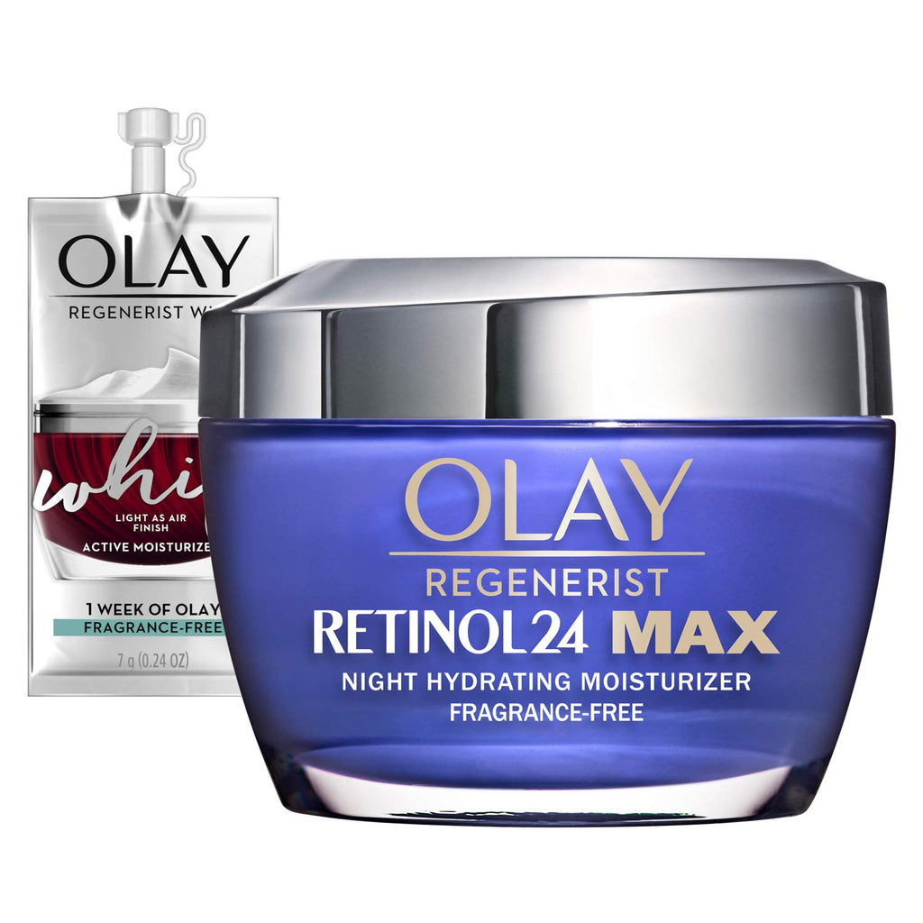 Olay Regenerist Retinol 24 Max Moisturizer, Retinol 24 Max Night Face Cream, 1.7 Oz + Whip Face Moisturizer Travel/Trial Size Mothers Day Gifts Bundle